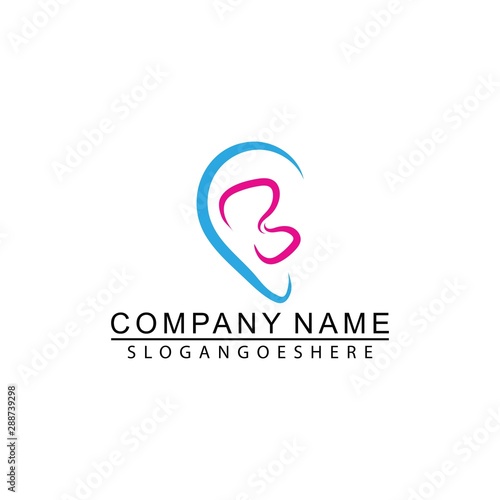 Hearing Aid And Love Logo Illustration In Isolated White Background