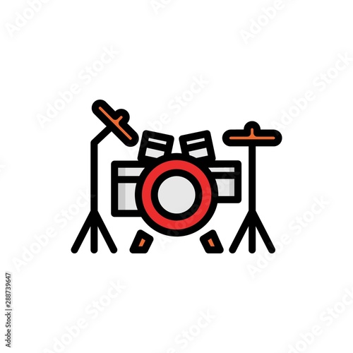 drum filled line vector icon