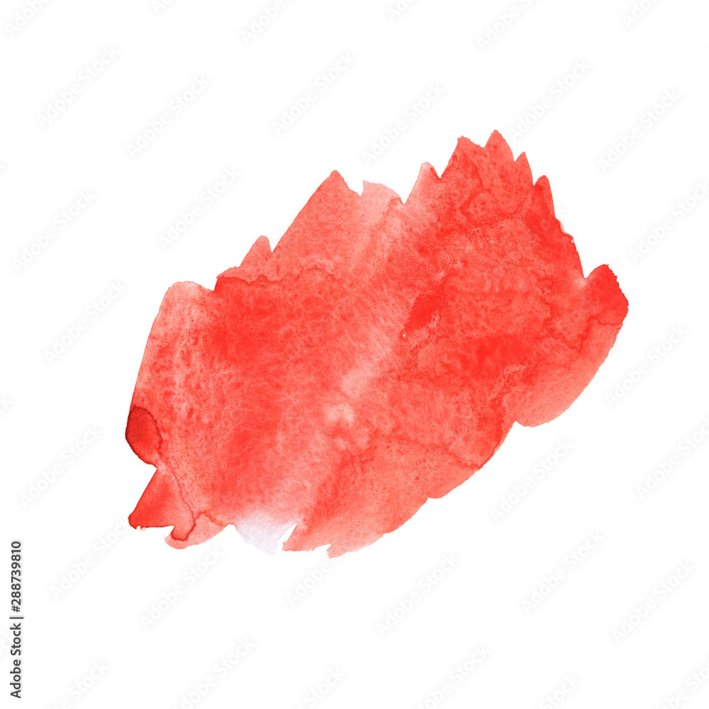 Abstract red spot isolated on white background. Hand drawn watercolor illustration.