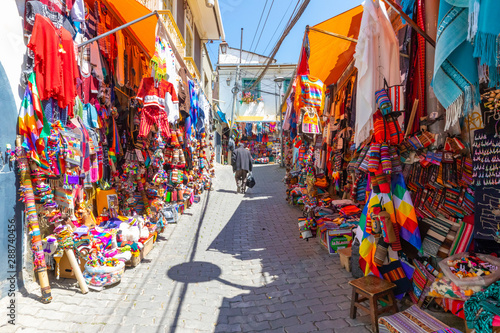Bolivia La Paz craft shops in the historic district photo