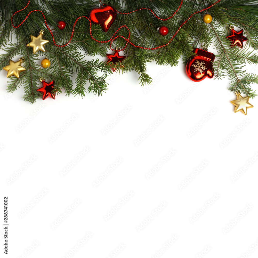 Christmas and New Year composition with festive decorations Christmas and New Year composition with festive decorations