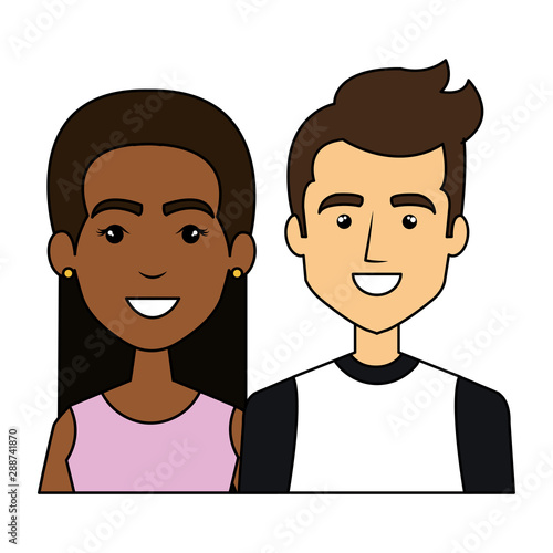 young interracial couple urban style characters