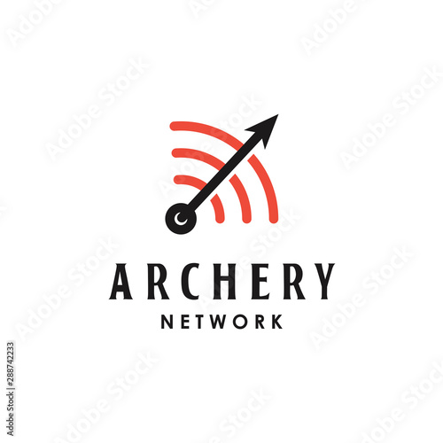Arrow with network icon logo design vector illustration