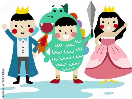 Fotografija Cartoon vector illustration of cute fairy tale story