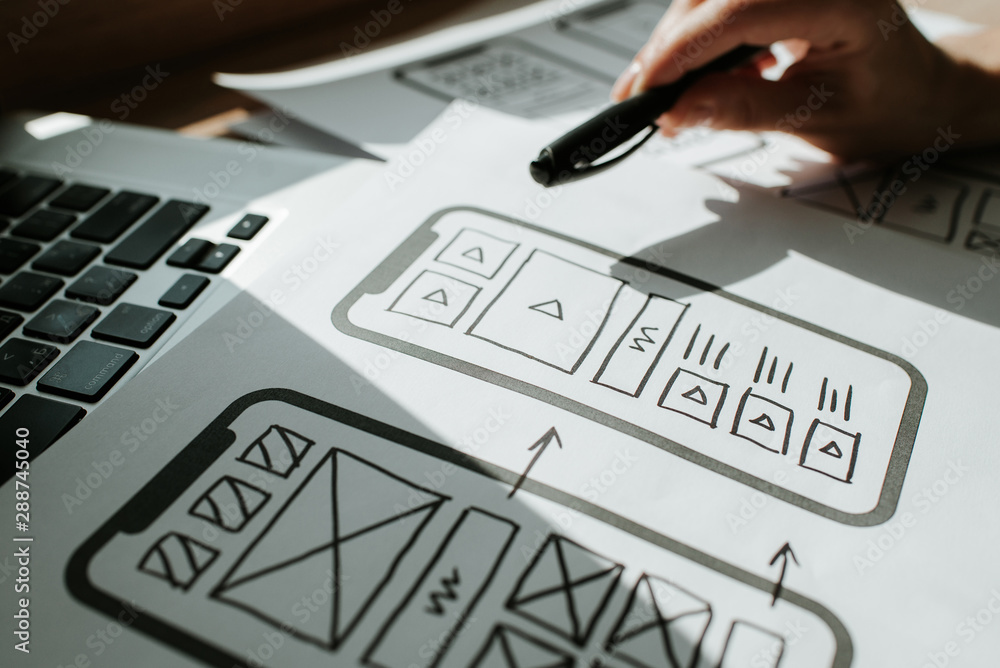 UX mobile application wireframe. Sketch, prototype, framework, layout ...
