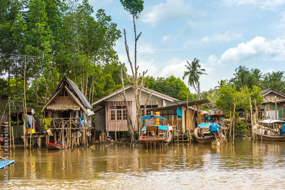 fishing village on river in Krabi Province, Thailand