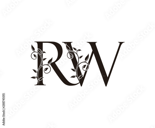 Initial letter R and W, RW, vintage Logo Icon, classy black letter monogram logo icon suitable for boutique,restaurant, wedding service, hotel or business identity.