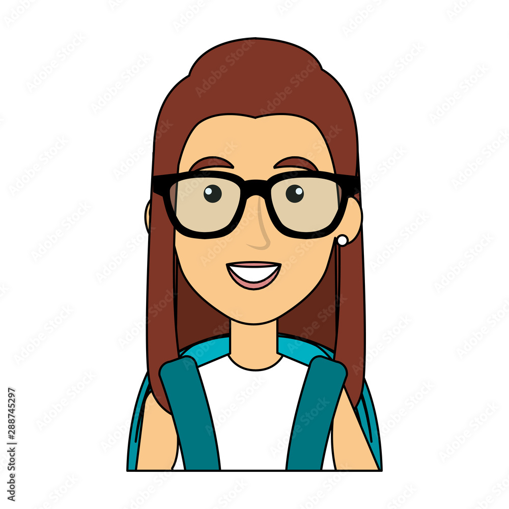 young woman with eyeglasses urban style character young woman with eyeglasses urban style character