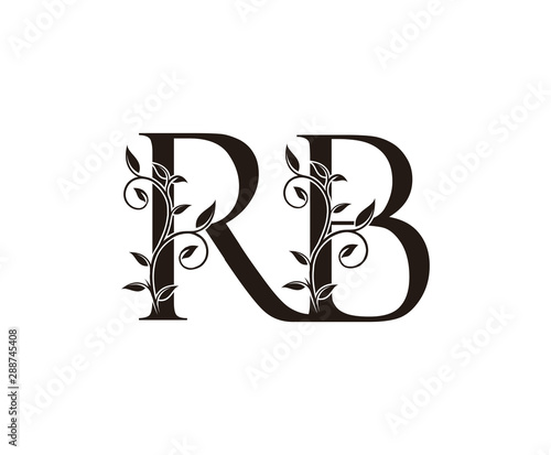 Initial letter R and B, RB, vintage Logo Icon, classy black letter monogram logo icon suitable for boutique,restaurant, wedding service, hotel or business identity.