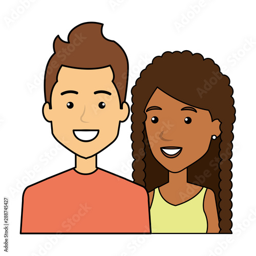 young interracial couple urban style characters