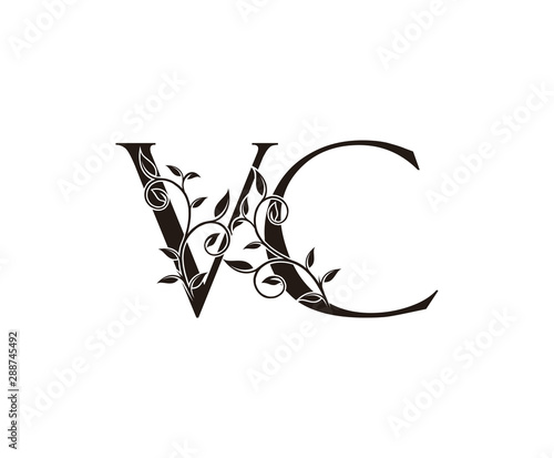 Initial letter V and C, VC, vintage Logo Icon, classy black letter monogram logo icon suitable for boutique,restaurant, wedding service, hotel or business identity.