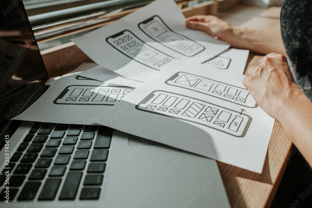 UX mobile application wireframe. Sketch, prototype, framework, layout ...