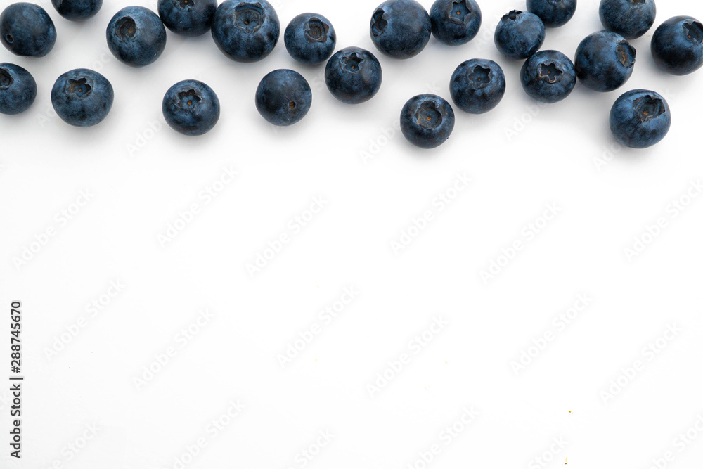 blueberries on white background