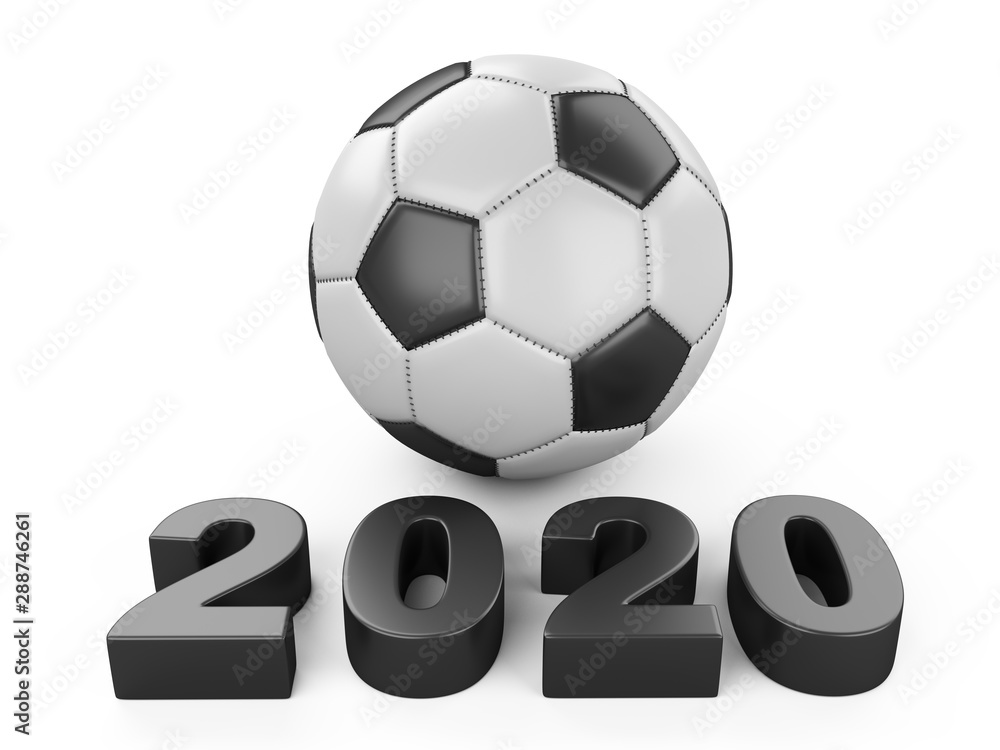 Soccer ball with 2020 inscription.