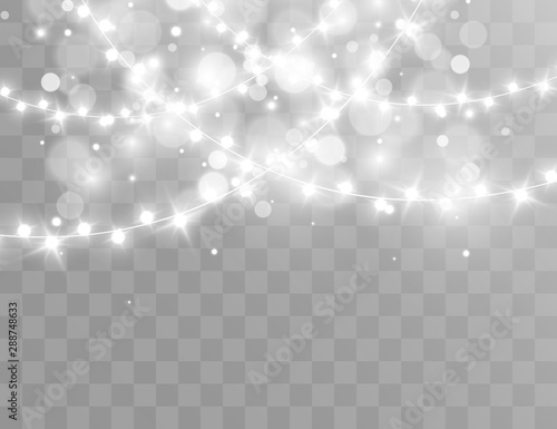 Christmas lights isolated on transparent background. Vector illustration.