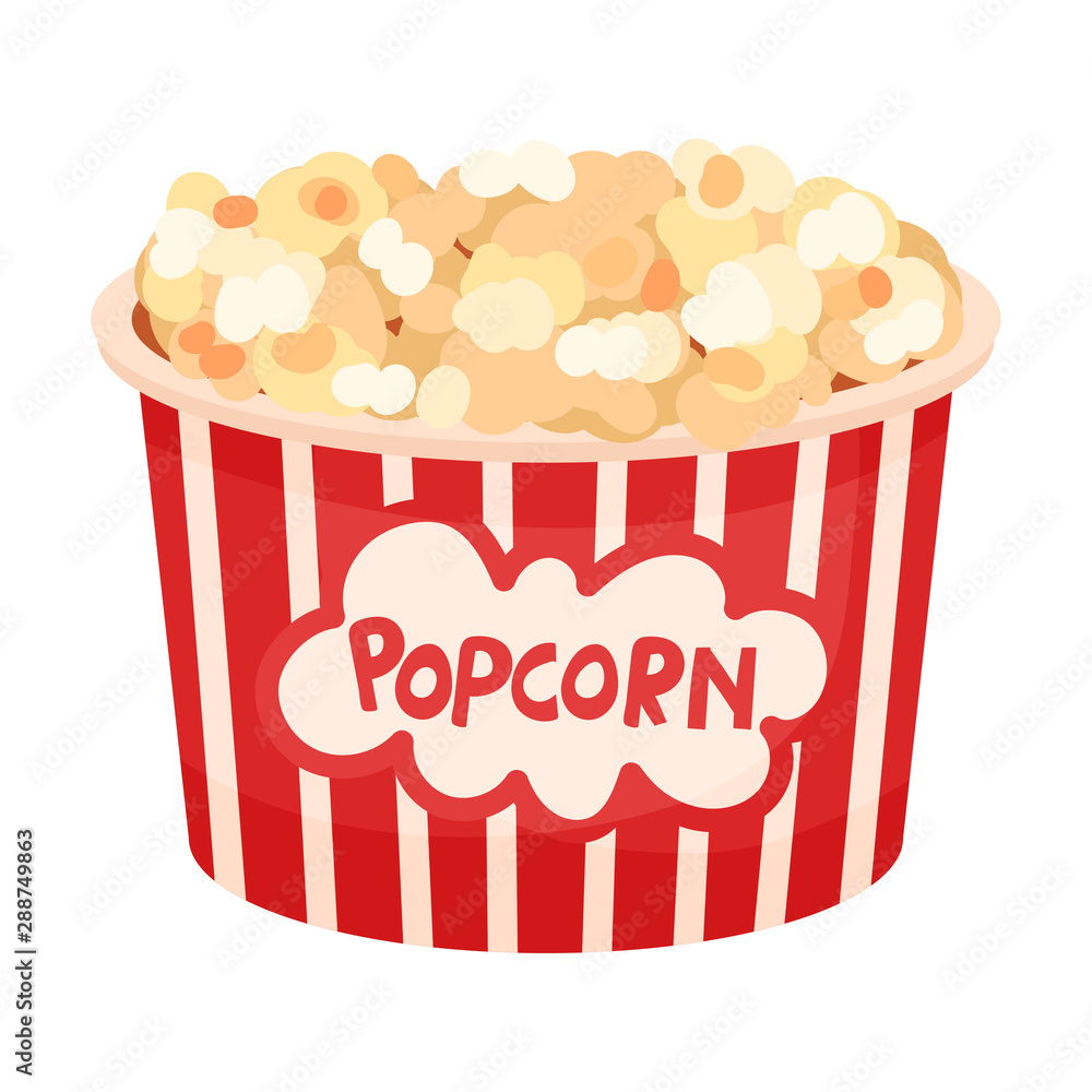 Large bucket of popcorn. Vector illustration on a white background.