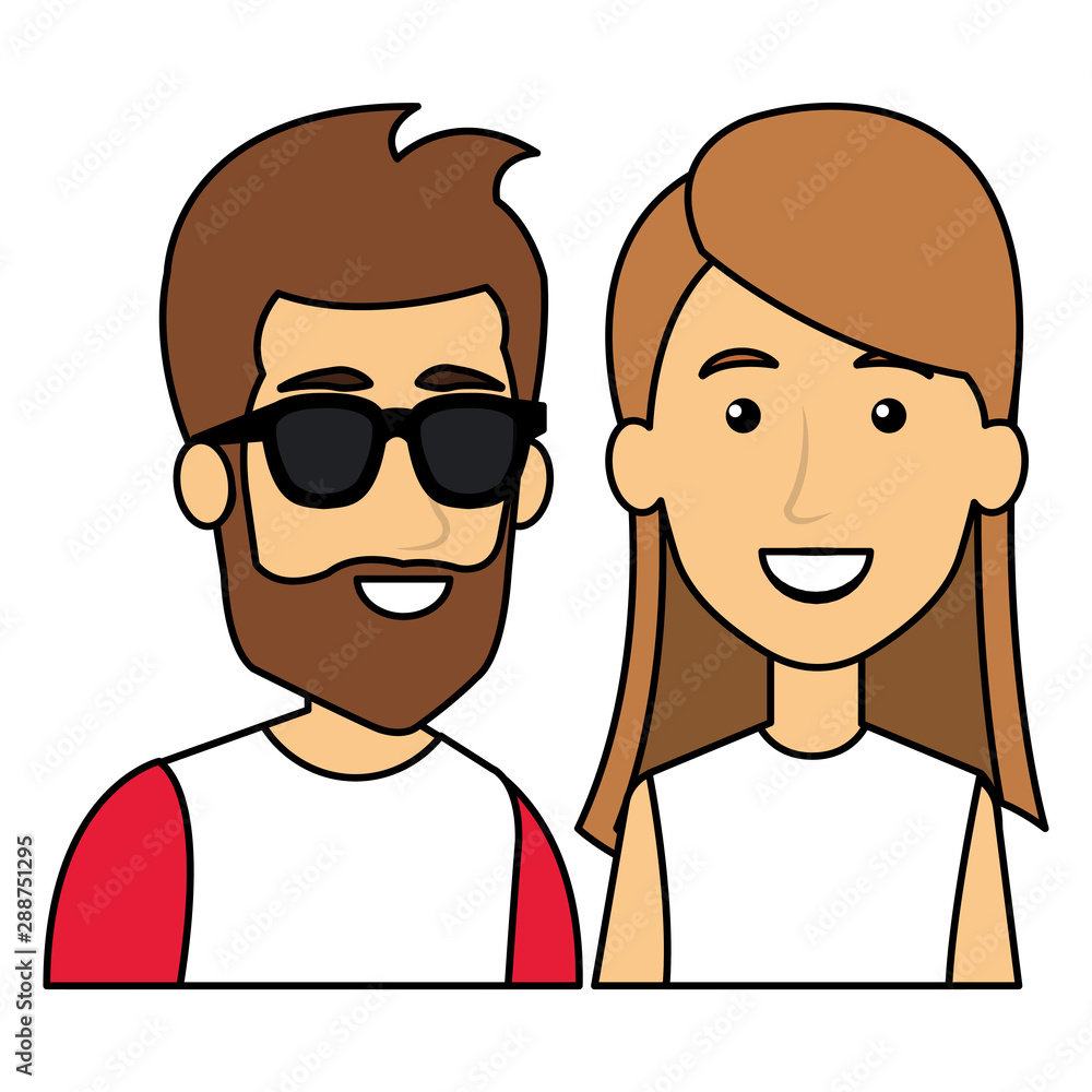 young couple urban style characters young couple urban style characters