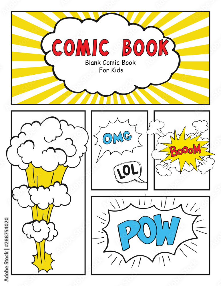 Blank Comic Book, Mock up with empty speech bubbles Blank Comic Book, Mock up with empty speech bubbles