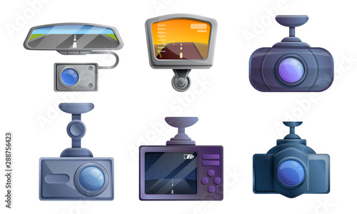DVR icons set. Cartoon set of DVR vector icons for web design