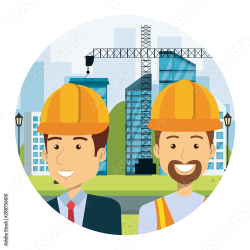 wngineer with builder on workside characters