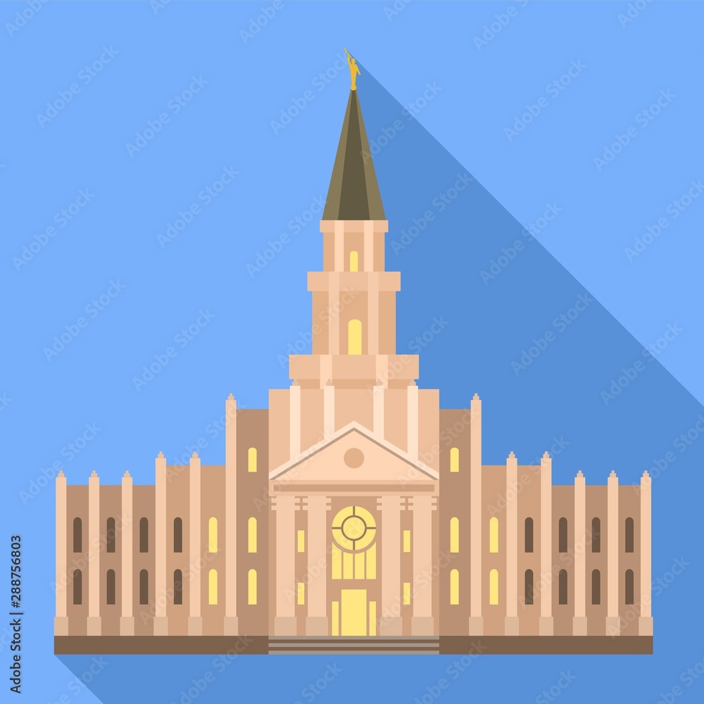 Naklejka premium Catholic temple icon. Flat illustration of catholic temple vector icon for web design