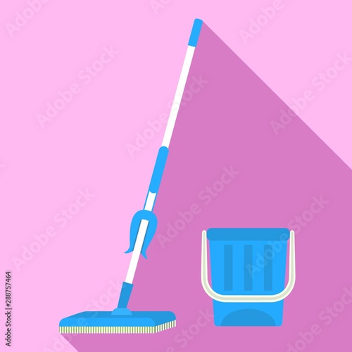 Domestic mop icon. Flat illustration of domestic mop vector icon for web design