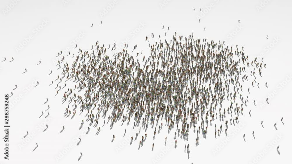 denmark map. Group of people walk and create a map of denmark.