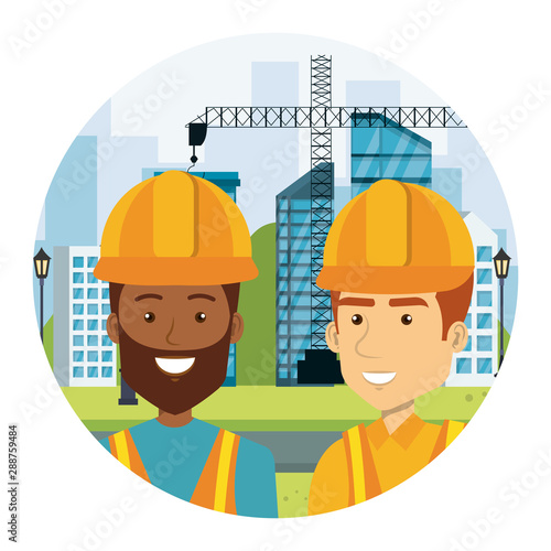 interracial builders constructors on workside characters
