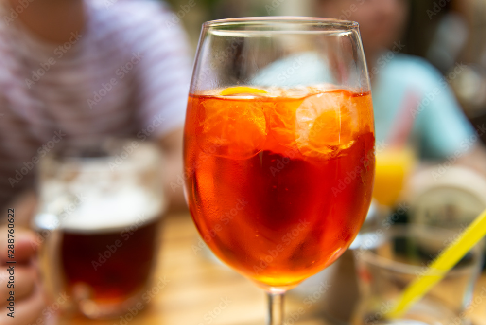 Apperol spritz cocktail in misted glass Apperol spritz cocktail in misted glass