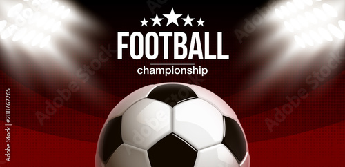football modern sports poster cup design banner with 3d realistic shiny ball. football tournament Illustration banner logo realistic soccer ball. posters design flyer set soccer championship template