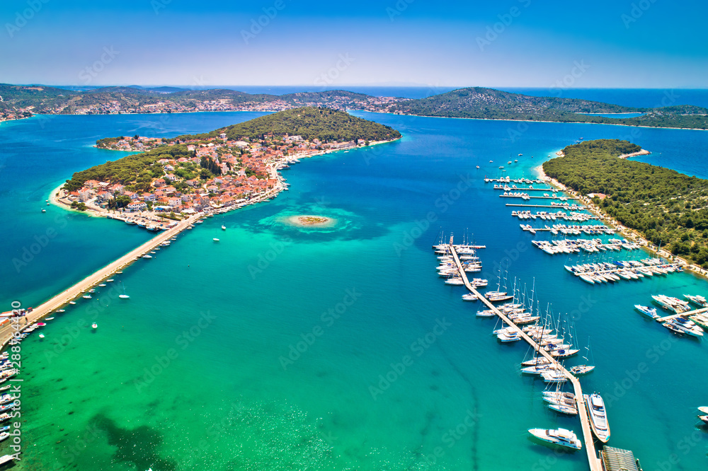 Rogoznica turquoise bay town and marina aerial view StockFoto Adobe