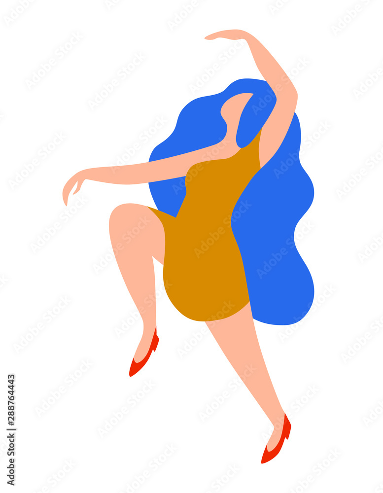 fat girl dancing in a dress very long hair