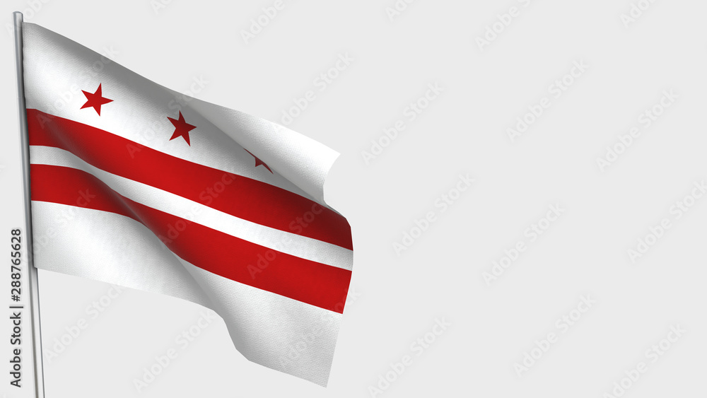 Naklejka premium Washington Dc waving flag illustration on flagpole.