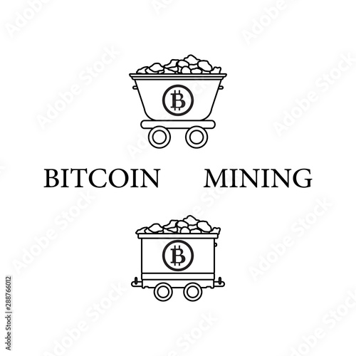 Mining bitcoins trolleys with ore.