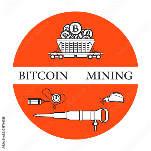 Railway car, bitcoin, dynamite, jackhammer, helmet