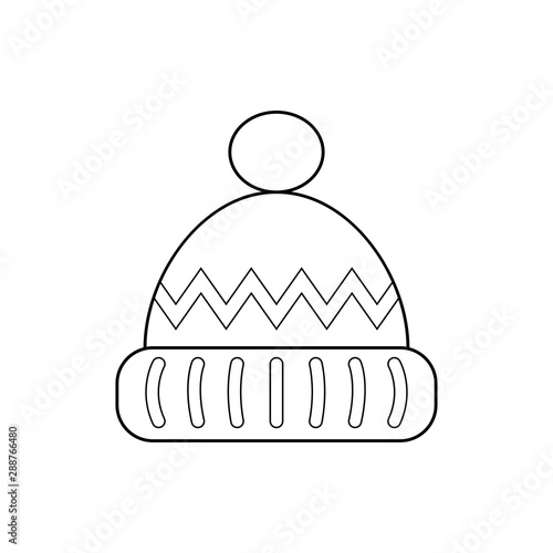 Icono plano lineal sombrero de lana en color negro.