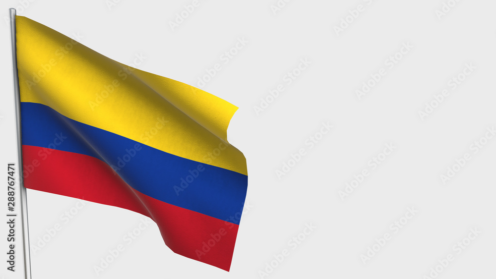Fototapeta premium Colombia waving flag illustration on flagpole.