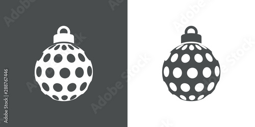 Icono plano bola de navidad con patrón de círculos en gris y blanco