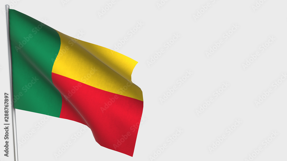 Obraz premium Benin waving flag illustration on flagpole.
