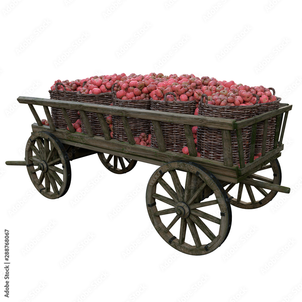 Ripe tomatoes in a wooden cart