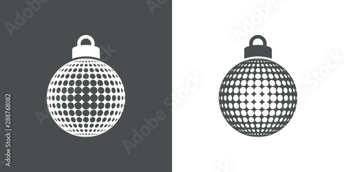 Icono plano bola de navidad con patrón de círculos en gris y blanco