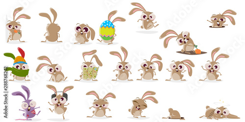 large cartoon collection of a crazy rabbit