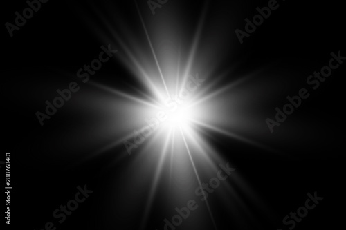 White glowing light explodes on a transparent background. with ray.  Transparent shining sun, bright flash.  Special lens flare light effect.
