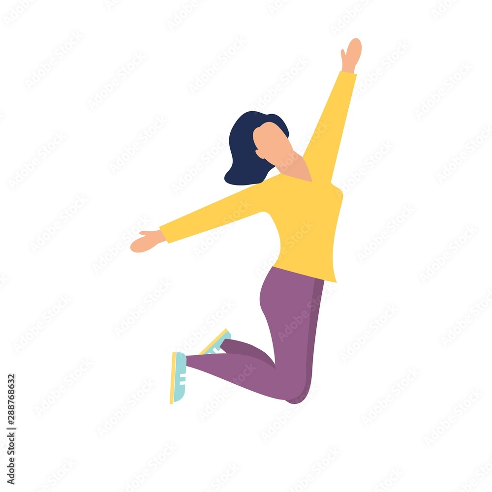celebrating woman with arms up vector illustration