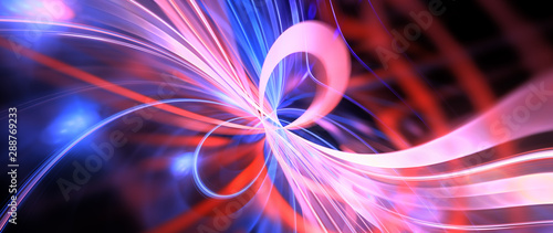 Vibrant glowing quantum mechanics widescreen background