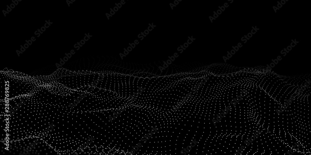 Wave 3d. Abstract wave dots in dark background. Big data Wave 3d. Abstract wave dots in dark background. Big data