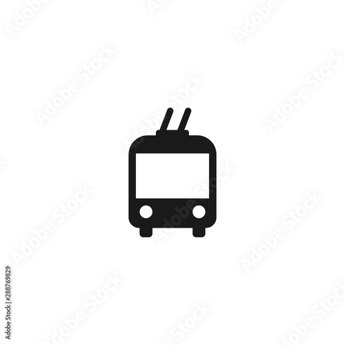 Trolleybus stop simple black vector icon. Trolley bus station glyph symbol.