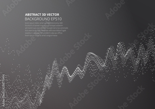 Abstract background with sprayed particles. Fluctuations in geometric shapes in space.