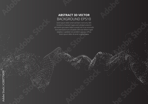 Abstract background with sprayed particles. Fluctuations in geometric shapes in space.