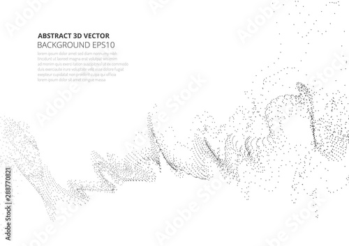 Abstract background with sprayed particles. Fluctuations in geometric shapes in space.